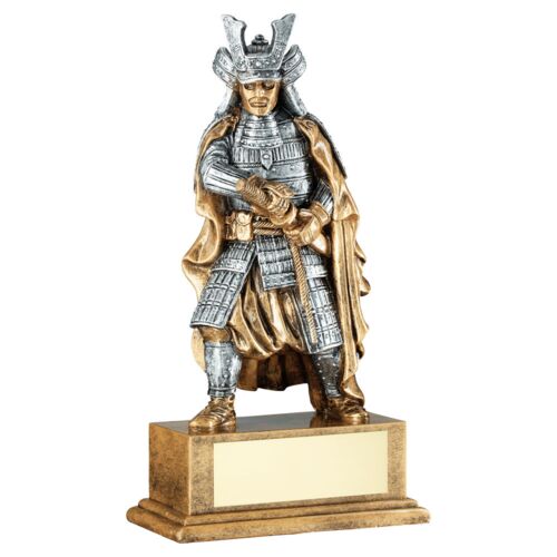 Bronze/Pewter/Gold Samurai Figure With Plate - 8" Thumbnail