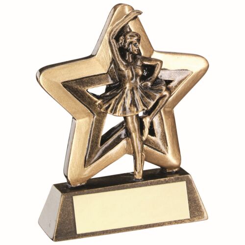 Bronze/Gold Ballet Mini Star With Plate - 3.75" Thumbnail