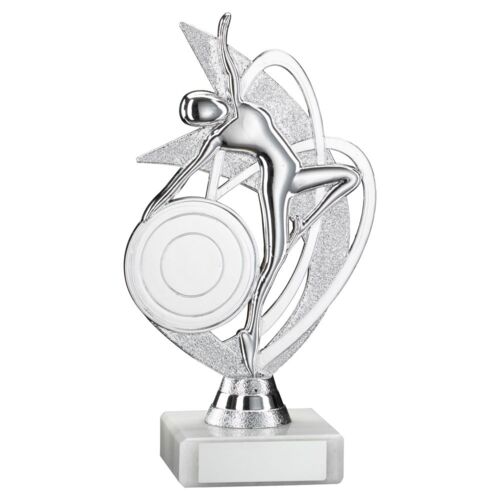 Silver 'Dance/Gym' Figure Assembled On Marble - 7" Thumbnail