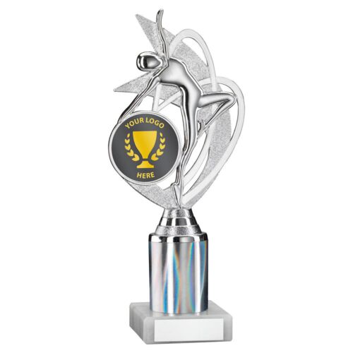 Silver 'Dance/Gym' Figure Assembled On Marble - 10" Thumbnail