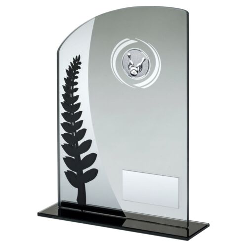 Jade Glass Plaque With Black/Silver Detail With Ten Pin Insert And Plate - 6.5" Thumbnail