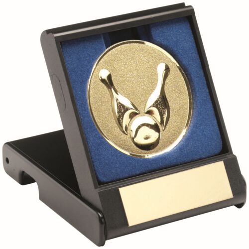 Black Plastic Box With Ten Pin Insert Trophy - Gold 3.5" Thumbnail