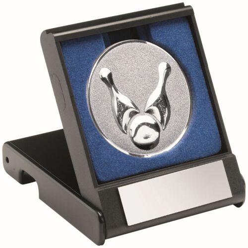 Black Plastic Box With Ten Pin Insert Trophy - Silver 3.5" Thumbnail