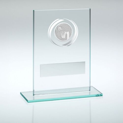 Jade/Silver Glass With Netball Insert And Plate - 4.5" Thumbnail