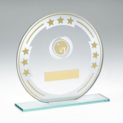 Jade/Silver/Gold Round Glass With Netball Insert And Plate - 7" Thumbnail
