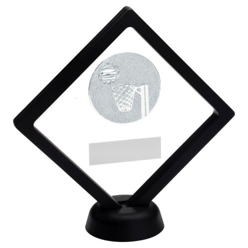 Black/Clear Plastic Box With Netball Insert Trophy - Silver 6" Thumbnail