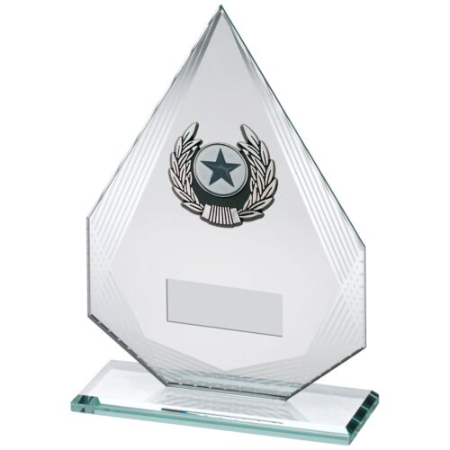 Jade/Silver Diamond Glass With Silv/Blk Trim Trophy - 8" Thumbnail