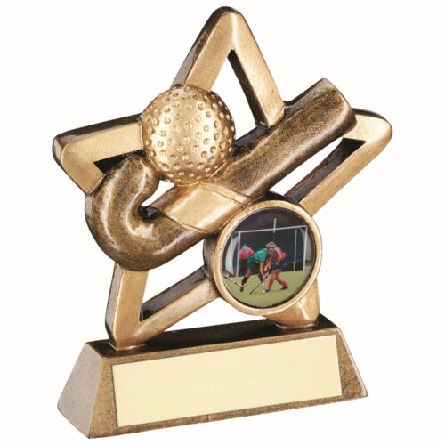 Bronze/Gold Hockey Mini Star With Plate -  4.25" Thumbnail