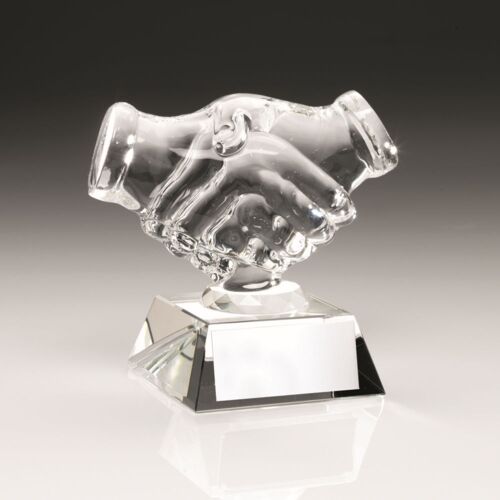Clear Glass 'Handshake' With Plate - 4.25" Thumbnail