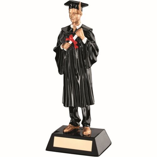 Blk/Gold Resin Male Graduate With Plate - 9.25" Thumbnail
