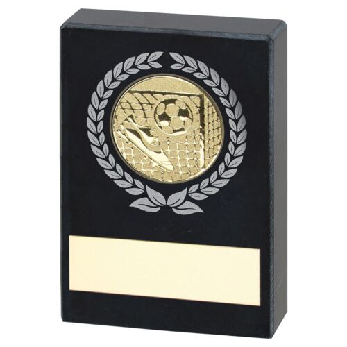 Black Marble With Silver/Gold Wreath, Football Insert And Plate - 3.5 X 2.25" Thumbnail