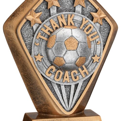 Brz/Gold Diamond Holder With 'Thank You Coach' Disc And Plate - 5.25" Thumbnail