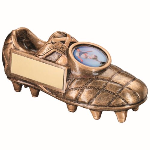 Bronze/Gold Football Boot With Plate - 5 X 2.25" Thumbnail