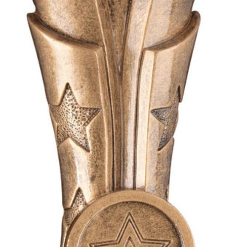 Brz/Pew/Gold Football On Fluted Flatback With Plate - 5" Thumbnail