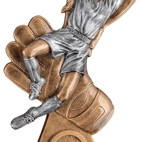 Brz/Pew/Gold Female Goalkeeper On Gloves With Plate - 9.25" Thumbnail