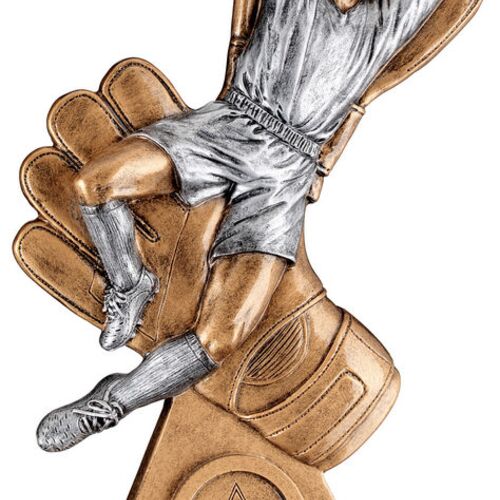 Brz/Pew/Gold Male Goalkeeper On Gloves With Plate - 9.25" Thumbnail