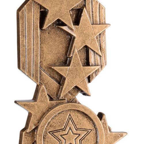 Brz/Pew/Gold Football On Stars Flatback With Plate - 6" Thumbnail