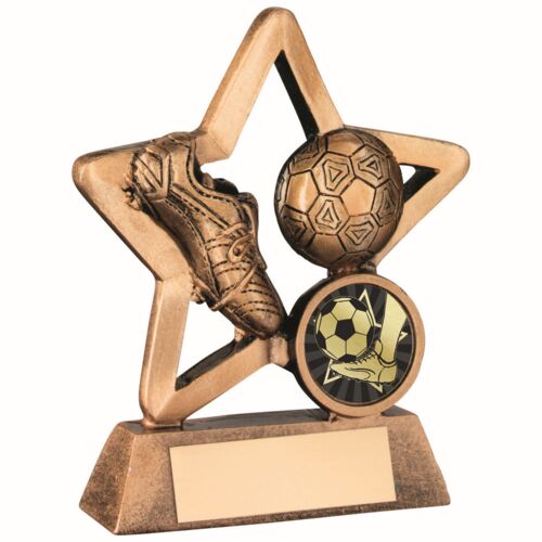 Bronze/Gold Resin Football Mini Star With Plate -  3.75" Thumbnail