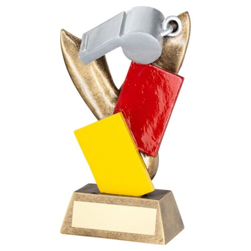 Silv/Bronze Referee Whistle With Red And Yellow Cards With Plate - 6.75" Thumbnail