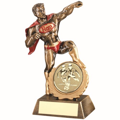 Brz/Gold/Red Resin 'Hero' Award With Male Football Insert And Plate - 7.25" Thumbnail