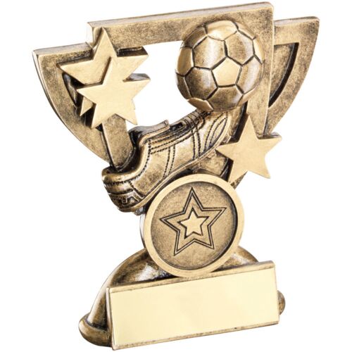 Bronze/Gold Football Mini Cup With Plate -  4.25" Thumbnail