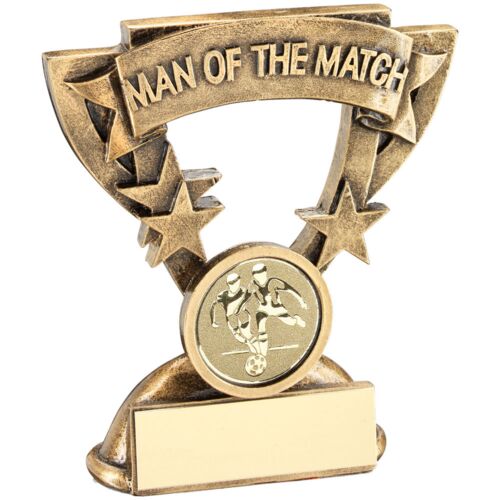 Bronze/Gold Man Of The Match Mini Cup With Football insert And Plate - 3.75" Thumbnail