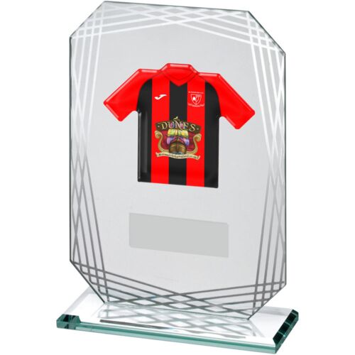 Jade/Silver Glass Plaque With Football Shirt With Plate -  7.5" Thumbnail