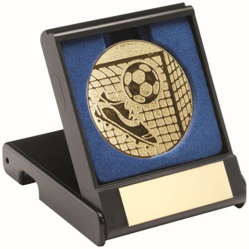 Black Plastic Box With Football Insert Trophy - Gold 3.5" Thumbnail