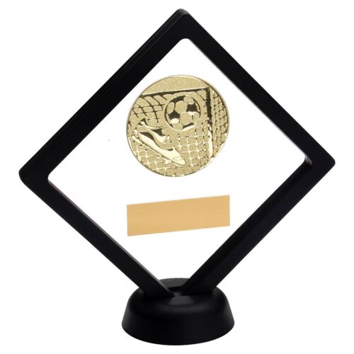 Black/Clear Plastic Box With Football Insert Trophy Gold - 6" Thumbnail