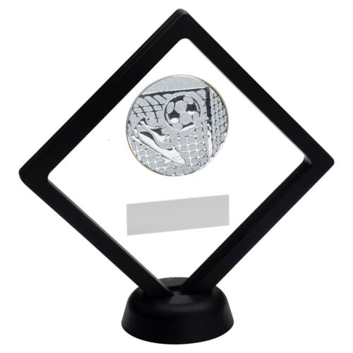 Black/Clear Plastic Box With Football Insert Trophy Silver - 6" Thumbnail