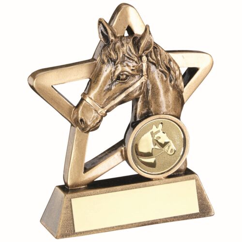Bronze/Gold Horse Mini Star With Plate -  4.25" Thumbnail