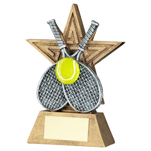 Brz/Pew/Yellow Tennis Star Line Series With Plate - 6" Thumbnail