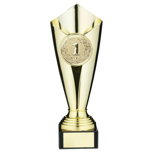 Plastic Tulip Trophy Cup With Plate Gold - 9.25" Thumbnail