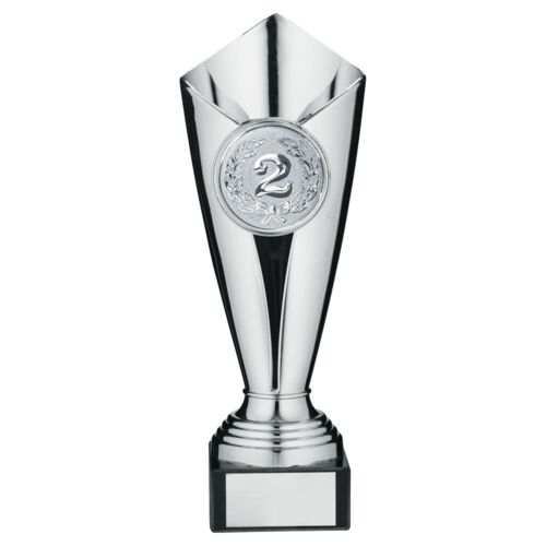 Plastic Tulip Trophy Cup With Plate Silver - 9.25" Thumbnail