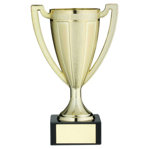Gold Plastic Stippled Trophy Cup With Plate - 5.5" Thumbnail