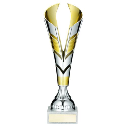 Silver/Gold Plastic V Trophy Cup - 12.25" Thumbnail