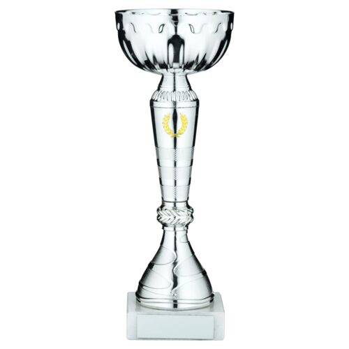 Silver Trophy Cup With Gold Wreath And Plate - 9.5" Thumbnail