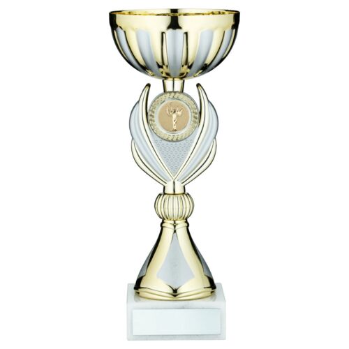 Gold/Matt Silver Trophy Cup With Plate - 11.25" Thumbnail