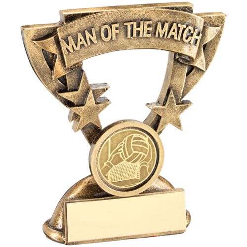 Bronze/Gold Man Of The Match Mini Cup With Gaelic Football Insert And Plate - 3.75" Thumbnail