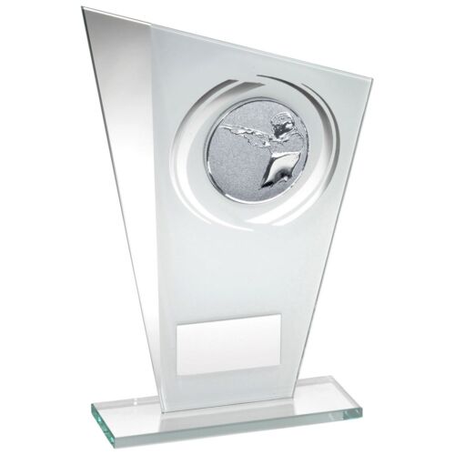 White/Silver Printed Glass Plaque With Shooting Insert And Plate - 6.5" Thumbnail