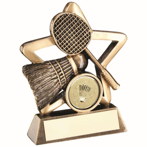 Bronze/Gold Badminton Mini Star With Plate -  4.25" Thumbnail