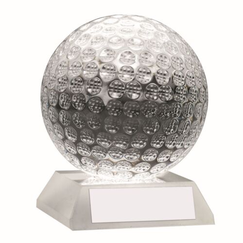 Clear Glass Golf Ball With Plate - 3" Thumbnail