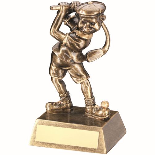 Bronze/Gold Male Comic Golf Figure With Plate - 5.5" Thumbnail