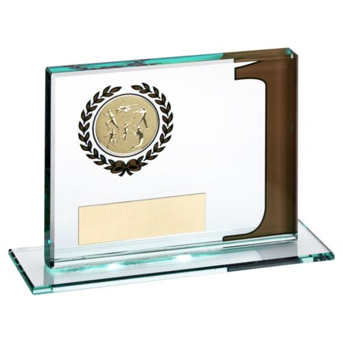 Jade Glass Plaque With Multi Athletics Insert And Plate Gold 1St - 3.25 X 4" Thumbnail