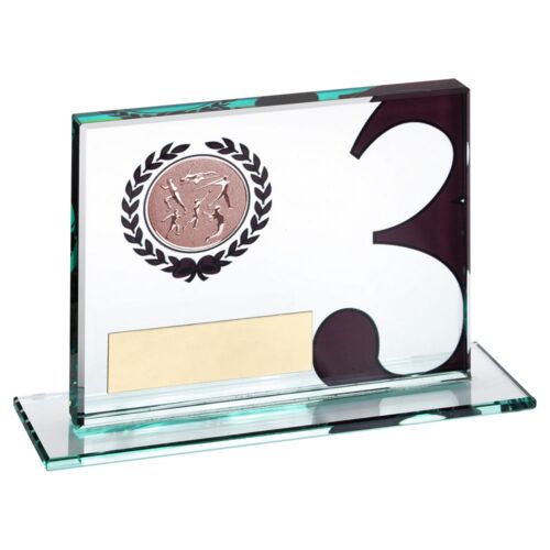 Jade Glass Plaque With Multi Athletics Insert And Plate Bronze 3Rd - 3.25 X 4" Thumbnail