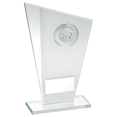 White/Silver Printed Glass Plaque With Multi Athletics Insert And Plate - 7.25" Thumbnail