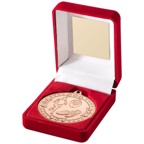 Red Velvet Box And 50Mm Medal Running Trophy - Bronze 3.5" Thumbnail