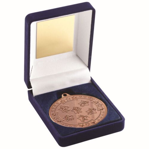 Blue Velvet Medal Box And 50Mm Medal Multi Athletics Trophy - Bronze 3.5" Thumbnail