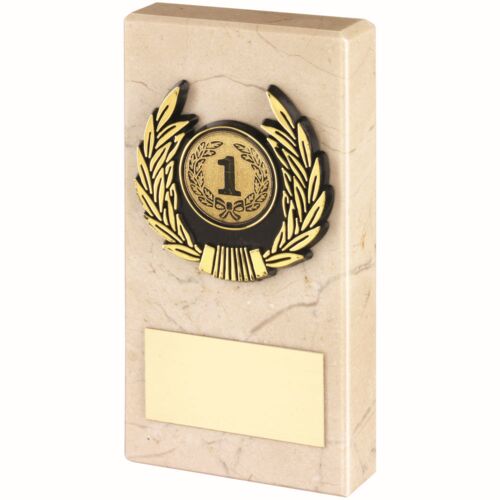 Cream Marble And Gold Trim Trophy -  4" Thumbnail