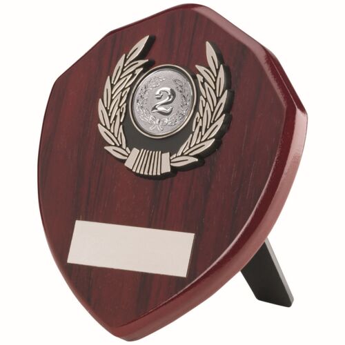 Rosewood Shield And Silver Trim Trophy - 6" Thumbnail
